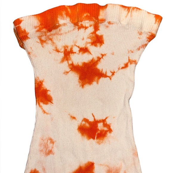 BOGO π Orange Tie-Dye Bodycon Midi Dress | Size Small | Strapless/Tube Dress - Picture 5 of 5